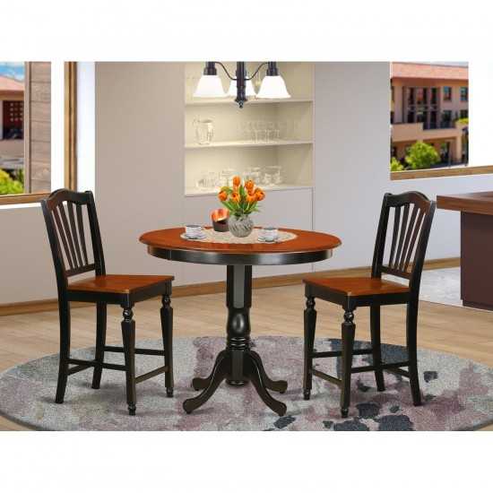 3 Pc Counter Height Table And Chair Set-Pub Table And 2 Kitchen Chairs