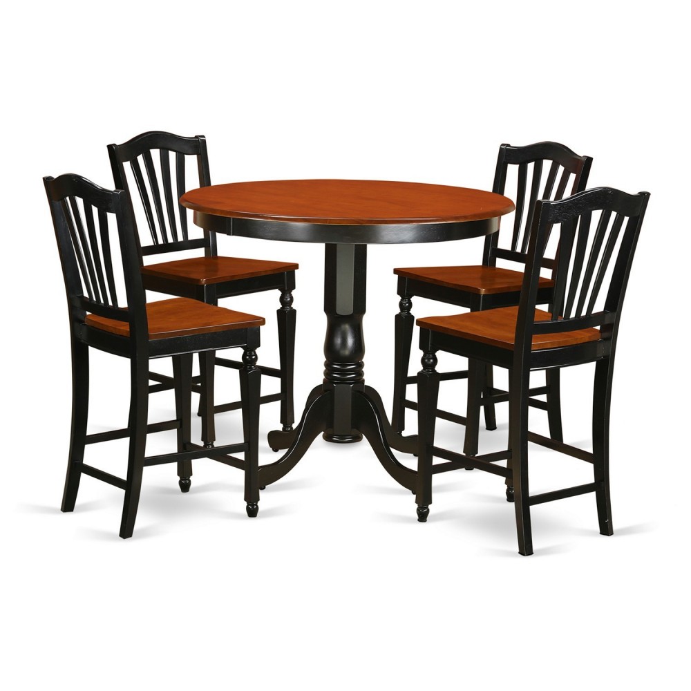 5 Pc Counter Height Dining Room Set - Counter Height Table, 4 Kitchen Chairs