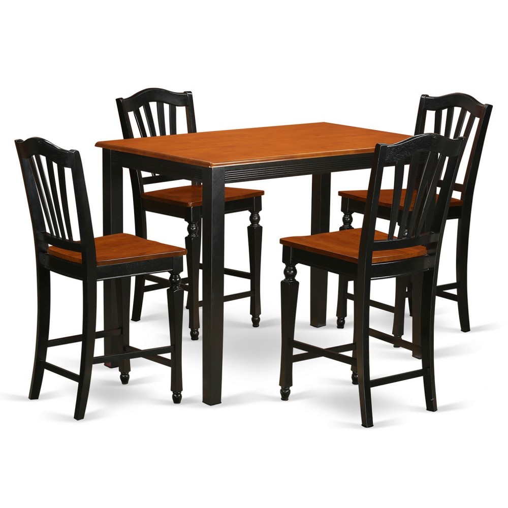 5 Pc Dining Counter Height Set - Counter Height Table And 4 Kitchen Chairs