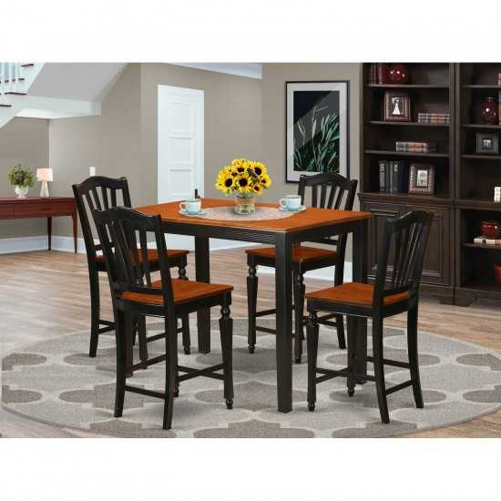 5 Pc Dining Counter Height Set - Counter Height Table And 4 Kitchen Chairs