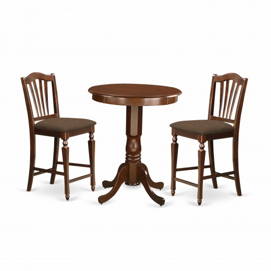 3 Pc Pub Table Set-Pub Table And 2 Kitchen Dining Chairs