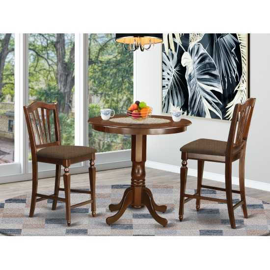 3 Pc Dining Counter Height Set - Kitchen Dinette Table, 2 Counter Height Stool