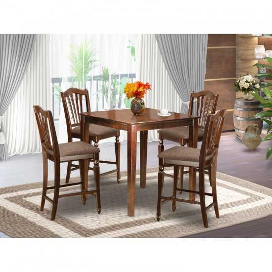 5 Pc Counter Height Set-Pub Table And 4 Kitchen Chairs, Mahogany