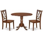 3Pc Round 42 Inch Table With Two 9-Inch Drop Leaves And 2 Double X Back Chairs