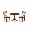 3 Pc Wood Dining Set, 1 Drop Leaves Table, 2 Mahogany Chairs, Mahogany