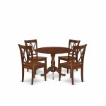 5 Pc Dinette Sets, 1 Drop Leaves Dining Table, 4 Mahogany Kitchen Chairs, Double X-Back, Mahogany Finish