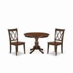 3 Pc Dining Set, Mahogany Table, 2 Mahogany Wooden Dining Chairs, Double X-Back