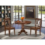 3 Pc Dining Set, Mahogany Table, 2 Mahogany Wooden Dining Chairs, Double X-Back