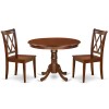 Hlcl3-Mah-W 3Pc Round 42 Inch Table And 2 Double X Back Chairs