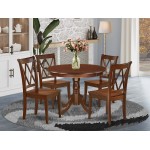 Hlcl5-Mah-W 5Pc Round 42 Inch Table And 4 Double X Back Chairs