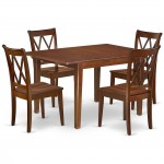 5Pc Rectangular 42/54 Inch Table With 12 In Leaf And 4 Double X Back Chairs