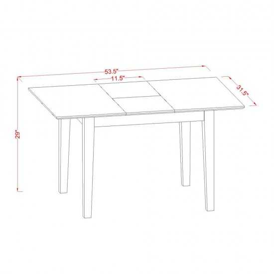 3Pc Rectangular 42/53.5 Inch Table With 12 In Leaf And 2 Double X Back Chairs