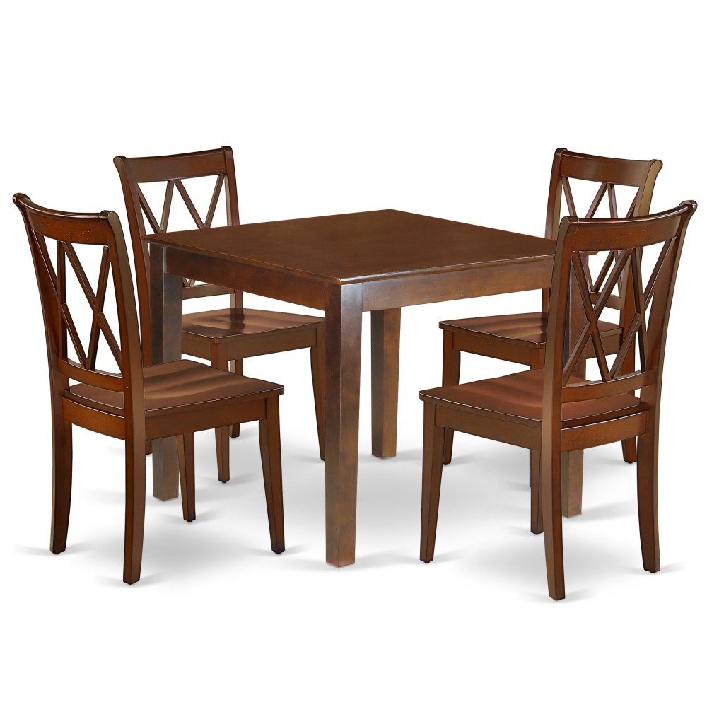 Oxcl5-Mah-W 5Pc Round 36 Inch Table And 4 Double X Back Chairs Oxcl5-Mah-W 5Pc Round 36 Inch Table And 4 Double X Back Chairs