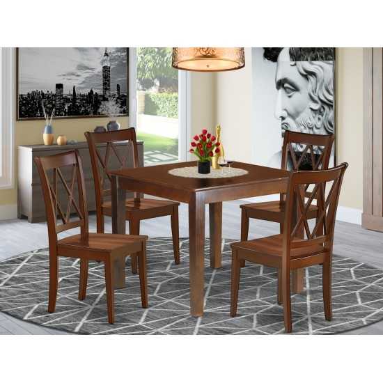 Oxcl5-Mah-W 5Pc Round 36 Inch Table And 4 Double X Back Chairs