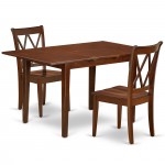 3Pc Rectangular 48/60 Inch Table With 12 In Leaf And 2 Double X Back Chairs