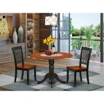 Dlda3-Bch-W 3Pc Round 42 Inch Table And 2 Vertical Slatted Chairs