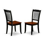 Dlda3-Bch-W 3Pc Round 42 Inch Table And 2 Vertical Slatted Chairs