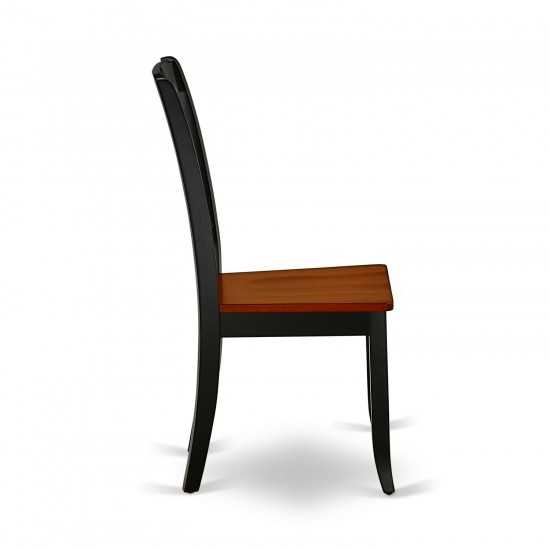 Hlda3-Bch-W 3Pc Round 42 Inch Table And 2 Vertical Slatted Chairs