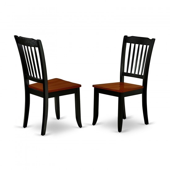 Dining Set 3 Pcs- 2 Kitchen Chairs, Table, Cherry Finish Chair Seat, Top, Black Finish Frame.