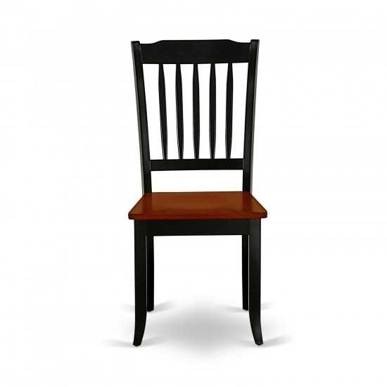 Dining Set 3 Pcs- 2 Kitchen Chairs, Table, Cherry Finish Chair Seat, Top, Black Finish Frame.