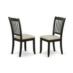 5Pc Dining Set, Round Dinette Table, Drop Leaves, Four Vertical Slatted Linen Seat Chairs, Black Finish