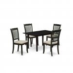 5Pc Dining Table Set 4 Dining Chair, Butterfly Leaf Wood Dining Table, Black