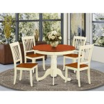 Anda5-Bmk-W 5Pc Round 36 Inch Table And 4 Vertical Slatted Chairs