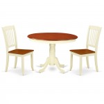 Hlda3-Bmk-W 3Pc Round 42 Inch Table And 2 Vertical Slatted Chairs