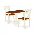 Kitchen Set 3 Pcs- 2 Chairs, Wood Dining Table, Cherry Finish Hardwood Chair Seat, Top, Buttermilk Finish Solid Wood Structur