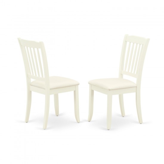 5Pc Dining Set, Round Dinette Table, Drop Leaves, Four Vertical Slatted Linen Seat Chairs, White Finish