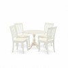 5 Pc Dining Set, 1 Drop Leaves Dining Table, 4 Linen White Kitchen Chairs, Linen White Finish