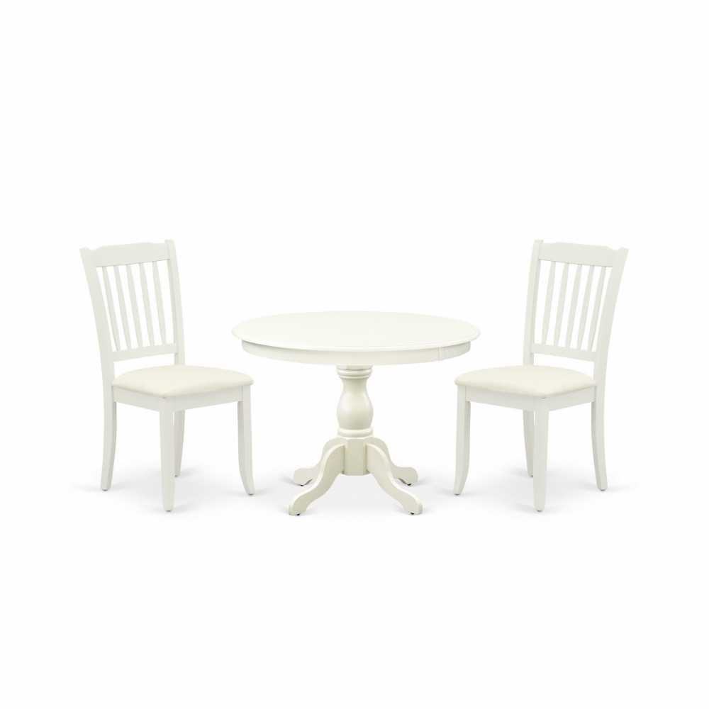 3 Pc Kitchen Set, Linen White Wood Table, 2 Linen White Chairs For Dining Room, Slatted Back, Linen White Finish 3 Pc Kitchen Set, Linen White Wood Table, 2 Linen White Chairs For Dining Room, Slatted Back, Linen White Finish