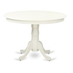 5Pc Dining Set, Round Dinette Table, Four Vertical Slatted Linen Seat Chairs, Linen White Finish