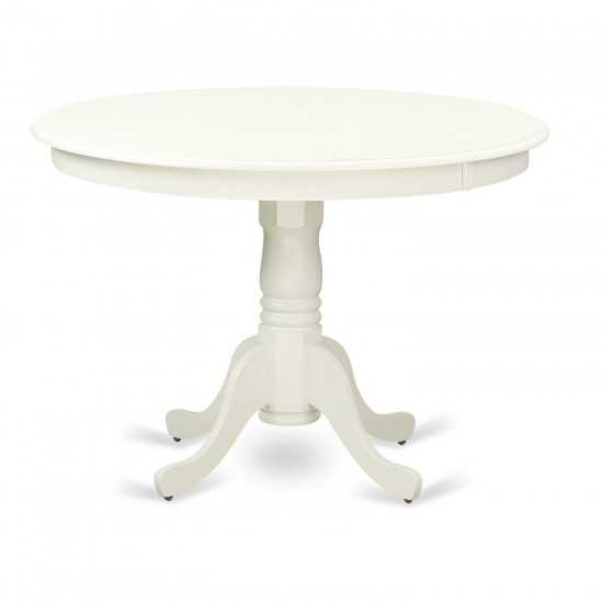 5Pc Dining Set, Round Dinette Table, Four Vertical Slatted Linen Seat Chairs, Linen White Finish