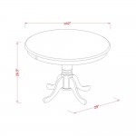 5Pc Dining Set, Round Dinette Table, Four Vertical Slatted Linen Seat Chairs, Linen White Finish