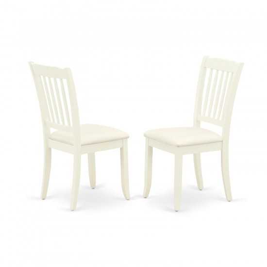5Pc Dining Set, Round Dinette Table, Four Vertical Slatted Linen Seat Chairs, Linen White Finish