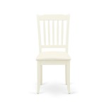 5Pc Dining Set, Round Dinette Table, Four Vertical Slatted Linen Seat Chairs, Linen White Finish