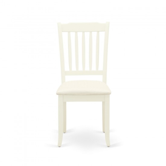 5Pc Dining Set, Round Dinette Table, Four Vertical Slatted Linen Seat Chairs, Linen White Finish