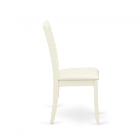 5Pc Dining Set, Round Dinette Table, Four Vertical Slatted Linen Seat Chairs, Linen White Finish