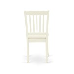 5Pc Dining Set, Round Dinette Table, Four Vertical Slatted Linen Seat Chairs, Linen White Finish
