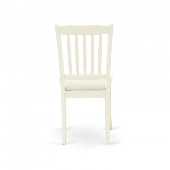 5Pc Dining Set, Round Dinette Table, Four Vertical Slatted Linen Seat Chairs, Linen White Finish