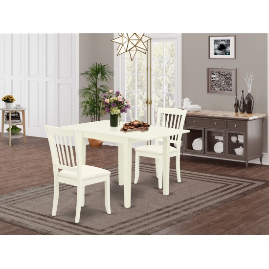 Dining Set For 3- 2 Chairs, Fabulous Table, Linen White Color Linen, Linen White Finish Wood Structure