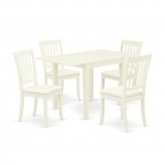 Dining Set For 5- Four Chairs, An Table, Linen White Color Linen, Linen White Finish Solid Wood Structure