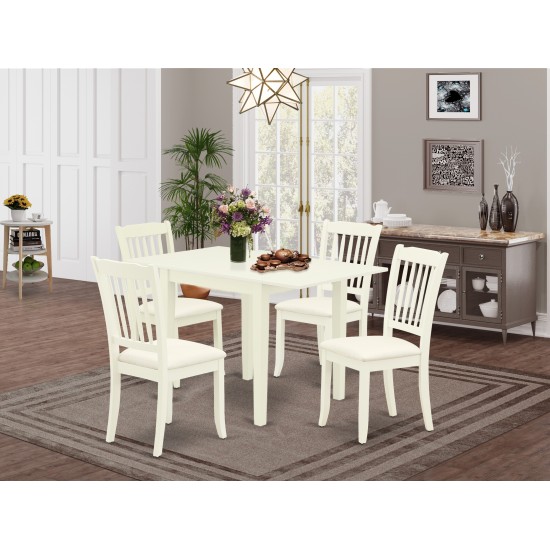 Dining Set For 5- Four Chairs, An Table, Linen White Color Linen, Linen White Finish Solid Wood Structure