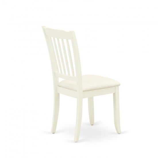 5Pc Dining Set 4 Upholstered Chairs, Butterfly Leaf Wood Table, Linen White