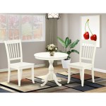 3 Pc Dining Set, 1 Table, 2 Linen White Chair, Slatted Back, Linen White Finish