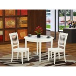 Boda3-Lwh-W 3Pc Round 42 Inch Table And 2 Vertical Slatted Chairs