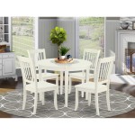 Boda5-Lwh-W 5Pc Round 42 Inch Table And 4 Vertical Slatted Chairs