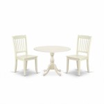 3 Pc Dining Set, 1 Drop Leaves Table, 2 Linen White Chairs, Linen White Finish