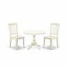 3 Pc Dining Set, Linen White Breakfast Table, 2 Linen White Chairs, Slatted Back, Linen White Finish